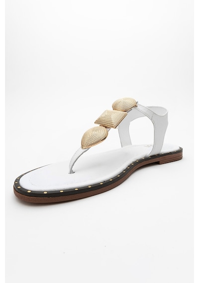 Luvishoes Luvi Shoes Helen Beyaz Hakiki Deri Parmak Arası Gold Tokalı Kadın Sandalet Beyaz Luvishoes Luvi Shoes Helen Beyaz Hakiki Deri Parmak Arası Gold Tokalı Kadın Sandalet Beyaz