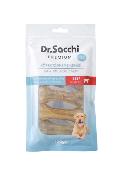 Dr.sacchi Premium Sığır Etli Doğal Sığır Derisi Press Kemik Tahılsız Köpek Ödülü 3 20-25 Gr 5'li
