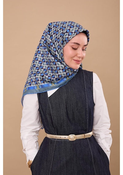 Silk Home Twill İpek Eşarp 11481-08 Çelik Mavi, Saks, Sarı, Mor