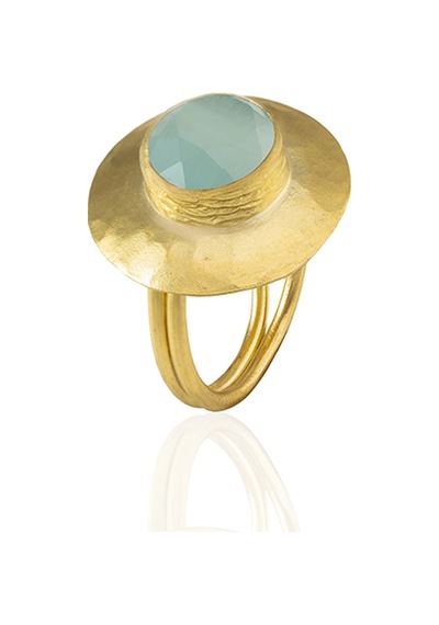 Kadir Jewellery 22 Ayar Altın Kaplama Zirkon Taşlı Kadın Vintage Yüzük Açık Mavi