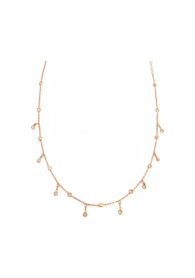 Sarkık Tifani Taşlı Gümüş Choker Kolye Rose Gold