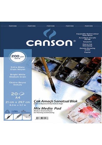 Canson 200Gr. 20 Yaprak. A4 Çok Amaçlı Sanatsal Blok