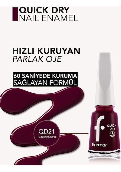 Flormar Quick Dry Hızlı Kuruyan İnce Yapılı & Parlak Bitişli Oje 21