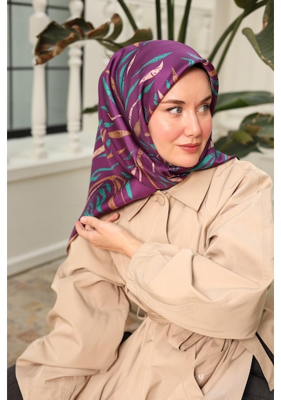 Silk Home Mürdüm Desenli Tivil İpek Eşarp 11432-04 Çok Renkli
