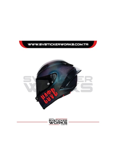 Love Hate Sticker Kask Sticker Kasklar Uyumlu Tek Yön 1 Adet Kırmızı