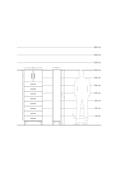 Arges Dolap 2 Raflı 8 Çekmeceli 2 Kapaklı 60x30x182 Çam-aytaşı Atlas Çam