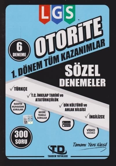 Tandem 8. Sınıf Lgs Otorite 1. Dönem Sözel Denemeleri