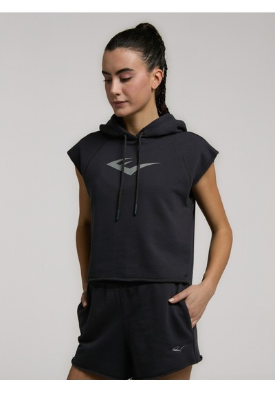 Everlast Ever Classics Wmn Füme Kadın Crop Kapüşonlu Kolsuz Sweatshirt Füme