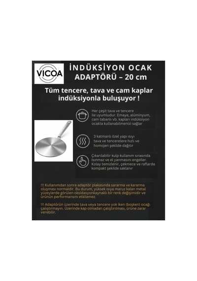 İndüksiyon Ocak Tabanlık - Dönüştürücü - Adaptör - Isı Difüzörü - 20 Cm. Diğer