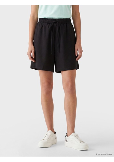 Lcw Everyday Siyah Beli Lastikli Keten Karışımlı Kadın Şort