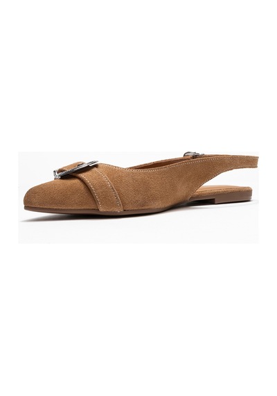 Luvishoes Luvi Shoes Dorothy Toprak Süet Hakiki Deri Tokalı Sivri Burunlu Kadın Sandalet Toprak