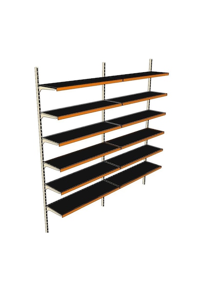 6 Katlı 2'li Market Rafı - Duvara Monte, Ekonomik Market Rafı Mavi-40x95 Cm Mavi