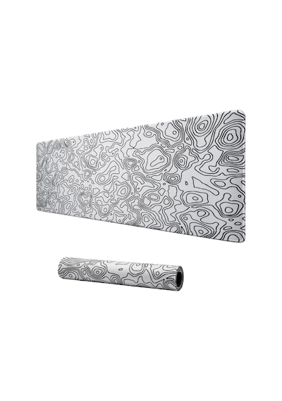 Klasse Pro - 5 Farklı Model Dikişli Kenar 120x60 Cm Oyuncu Gaming Mouse Pad White Map Lines