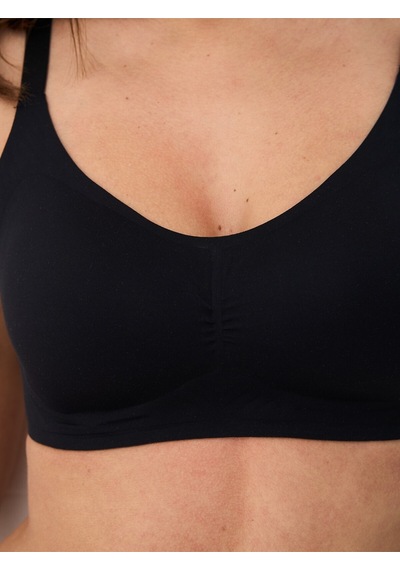 Alya Underwear Kadın Dikişsiz Sütyen Çıkarılabilir Yuvarlak Kaplı Lazer Kesim Görünmez Sütyen Siyah