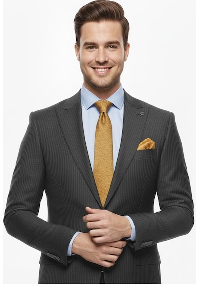 Presto Erkek Slimfit Çizgili Yün Takım Elbise 6 Drop Lacivert 2127-200 Lacivert
