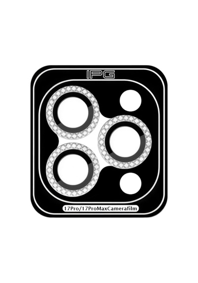 Apple iPhone Uyumlu 17 Pro / Apple iPhone Uyumlu 17 Pro Max İçin Ipg Prolens Kamera Lens Koruyucu Elmas Taş Çerçeveli, Kırılmaz Cam Gümüş