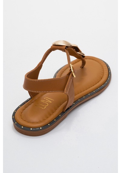 Luvishoes Luvi Shoes Helen Taba Hakiki Deri Parmak Arası Gold Tokalı Kadın Sandalet Taba Luvishoes Luvi Shoes Helen Taba Hakiki Deri Parmak Arası Gold Tokalı Kadın Sandalet Taba