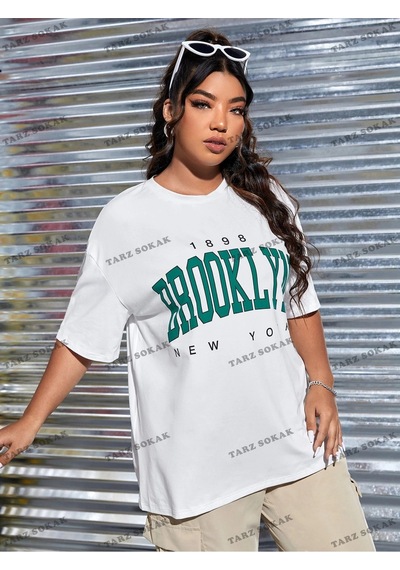 Startmore 1898brooklyn Baskılı Oversize Kalıp Unisex T-shirt Beyaz