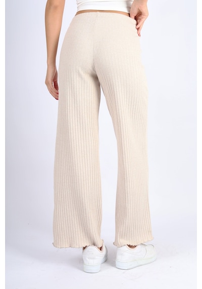 Soft&Basic Punta Raporlu Geniş Paça Bej Pantolon Bej