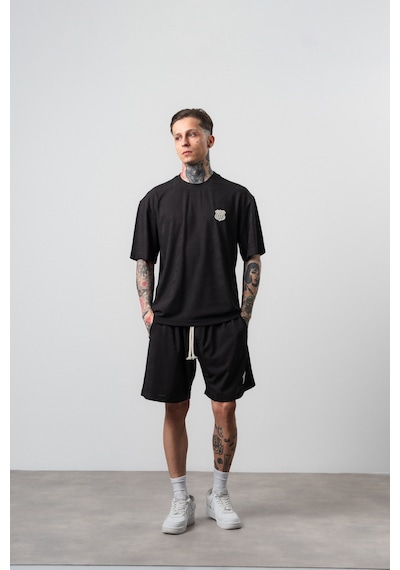 Erkek Route 07 Arma Detaylı Regular Fit T-shirt Şort Takım Siyah