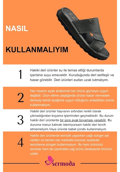 Sermoda Hakiki Deri Erkek Terlik - Yumuşak Kalın Taban Tabanlı Hakiki Deri Erkek Terlik Şırıngıl Füme