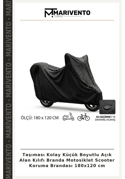 Taşıması Kolay Küçük Boyutlu Açık Alan Kılıfı Branda Motosiklet Scooter Koruma Brandası 180x120 Cm