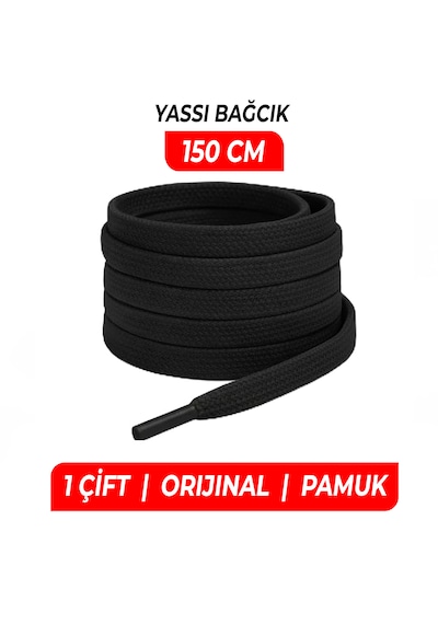 Wonkey Yassı Sneakers Spor Ayakkabı Bağcığı , Düz Bağcık , Yüksek Kaliteli Bağ, Spor Ayakkabılar İçin Premium Pamuk Bağı, Kaliteli Bağcık 1 Çift Siyah