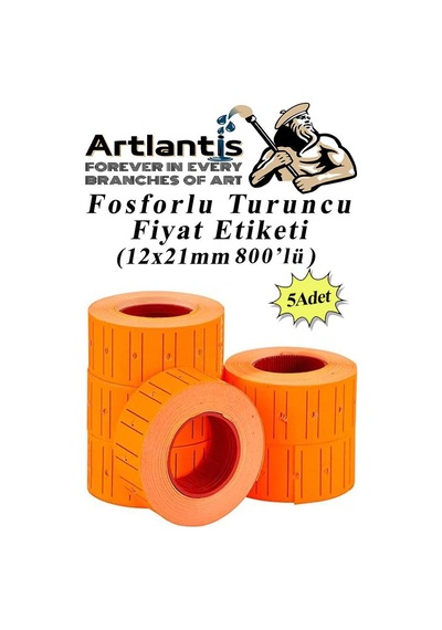 Fiyat Etiketi Turuncu 800'lü 5 Paket 12x21mm Fosforlu Turuncu Fiyat Etiketi Mx-5500 M5500 Hg979 Motex Etiket Mak Yedeği