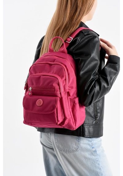 Baginn Kadın Sırt Çantası Günlük Kullanıma Uygun 32 25 Cm Klinkır Kumaş Çok Cepli Hafif Su İtici Kumaş Pembe