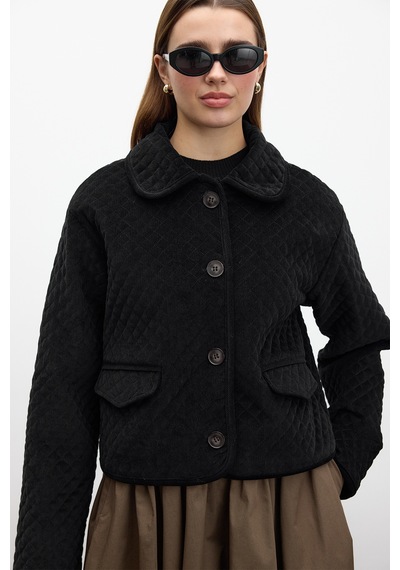 Manuka Kapitone Kadife Ceket Siyah Siyah