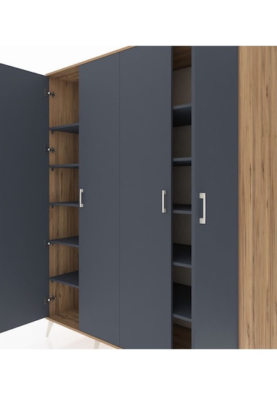 Kronos Gardrop 10 Raflı 4 Kapaklı 176x59x221 Çam-antrasit Antrasit Kronos Gardrop 10 Raflı 4 Kapaklı 176x59x221 Çam-antrasit Antrasit