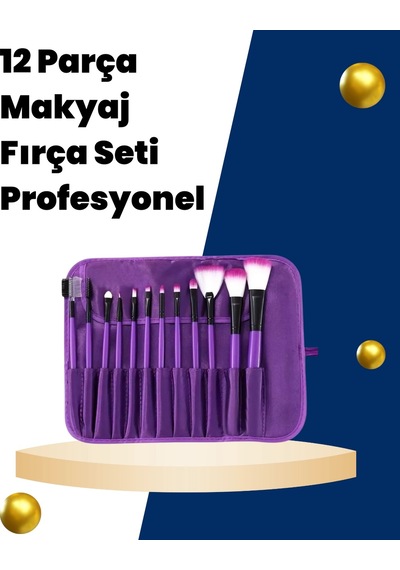 Mey İthalat Profesyonel Makyaj Uygulamalarına Özel 12 Parça Kompakt Ve Hafif Makyaj Fırça Seti