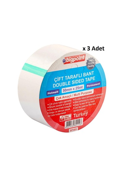 Bigpoint Çift Taraflı Bant 50 Mm X 25 M X 3 Adet