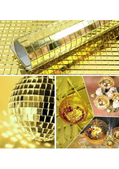 Mucit Home Gold Cam Mozaik Sehpa Paneli Fayans Çıkartmaları El İşi Kare Cam Kendinden Yapışan