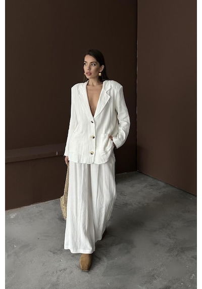 Soonaksesuar Beyaz Oversize Müslin Takım Beyaz Soonaksesuar Beyaz Oversize Müslin Takım Beyaz