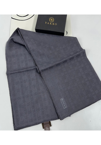 Vakko 90x90 Pamuk Jakarlı Eşarp - 05469 - 90 X 90 / Füme Füme
