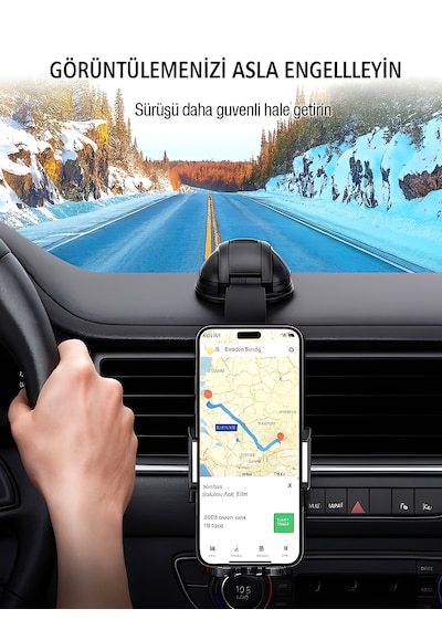 T-78 360 Vantuzlu Araç İçi Telefon Tutucu Ayna Torpido Montajlı Araba Telefon Tutacağı Hidrolik -