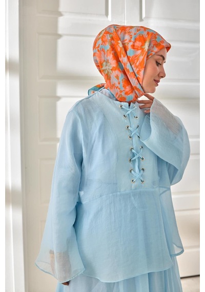 Silk Home Velora Eşarp 161001-21 Mavi, Turuncu, Yeşil