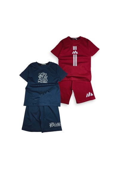 Minik Motion 2'li Set Kısa Kollu Tshirt Ve Şortlu Çocuk Minikmotion Alt Üst Takım Bordo - Lacivert Minik Motion 2'li Set Kısa Kollu Tshirt Ve Şortlu Çocuk Minikmotion Alt Üst Takım Bordo - Lacivert