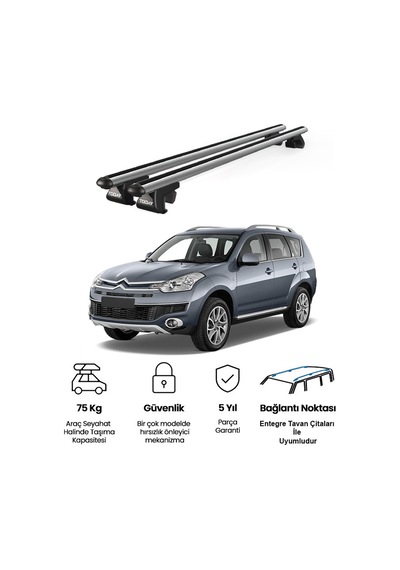 Venüs Citroen C-crosser 2007-2013 Uyumlu Gri Ara Atkı Port Bagaj Tavan Barı