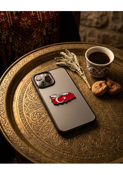 Türkiye Haritası İçinde Bayrağı Telefon Sticker 3d Metal Tasarım, Premium Kalite Arka Süs A300130 Diğer