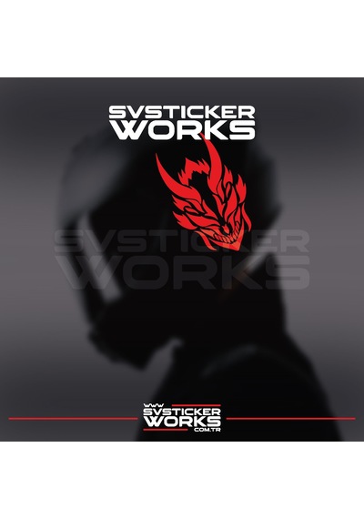 Dragon Ejder Kask Sticker Tüm Kasklar Uyumlu Tek Yön 1 Adet Kırmızı