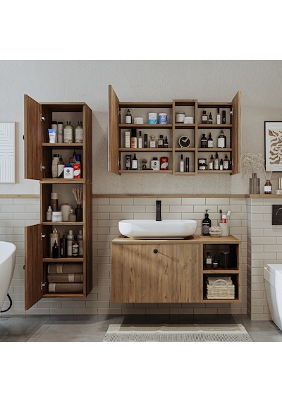 Lavabolu Mdf 95 Cm Lotus Çekmeceli Banyo Dolabı Atlantik Çam