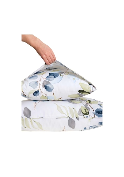 Yastık Kılıfı 2 Li Flora Percale Baskılı %100 Pamuk 50x70 Cm Beyaz