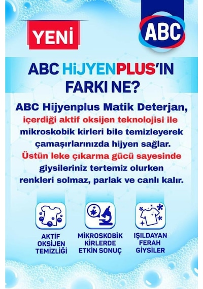 ABC Matik Hijyen Plus 36 Yıkama Çamaşır Deterjanı 5500 G
