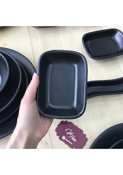 Keramika Mat Siyah 30 Parça 6 Kişilik Yemek Kahvaltı Takımı