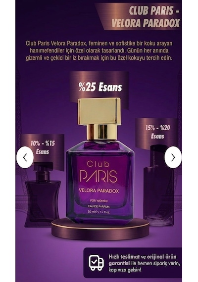 Club Paris Velora Paradox - Kadın Parfüm 50 Ml Amber - Çiçeksi