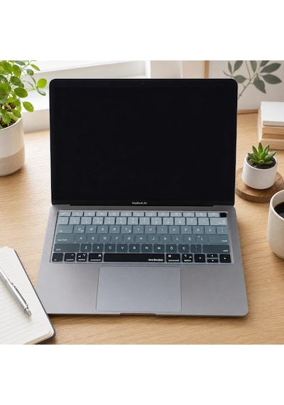 Türkçe Q Klavye Koruyucu Macbook Air 13 A1932 A2179 A2337 M1 Uyumlu Us Amerikan Düz Enter Ansı Türkçe Baskılı Silikon Keyboard Cover Siyah Gri