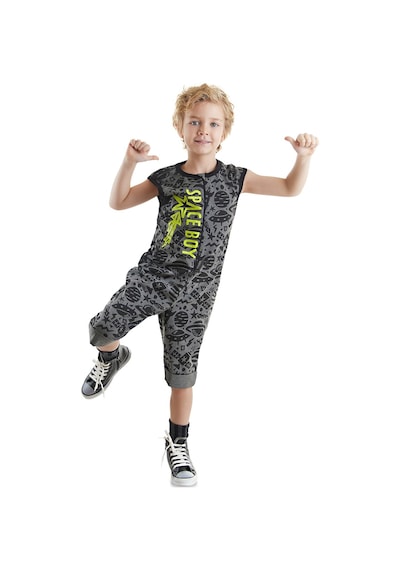 Denokids Uzay Roket Erkek Çocuk Gri Tulum Çok Renkli
