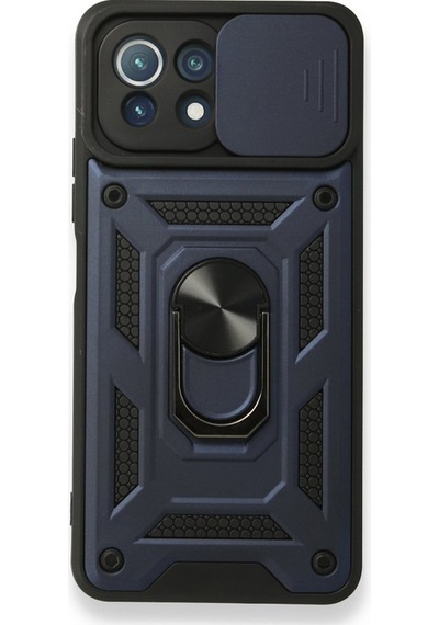Nettech Xiaomi Mi 11 Lite Uyumlu Kızaklı Panzer Seri Arka Koruma Kılıf - Siyah Siyah